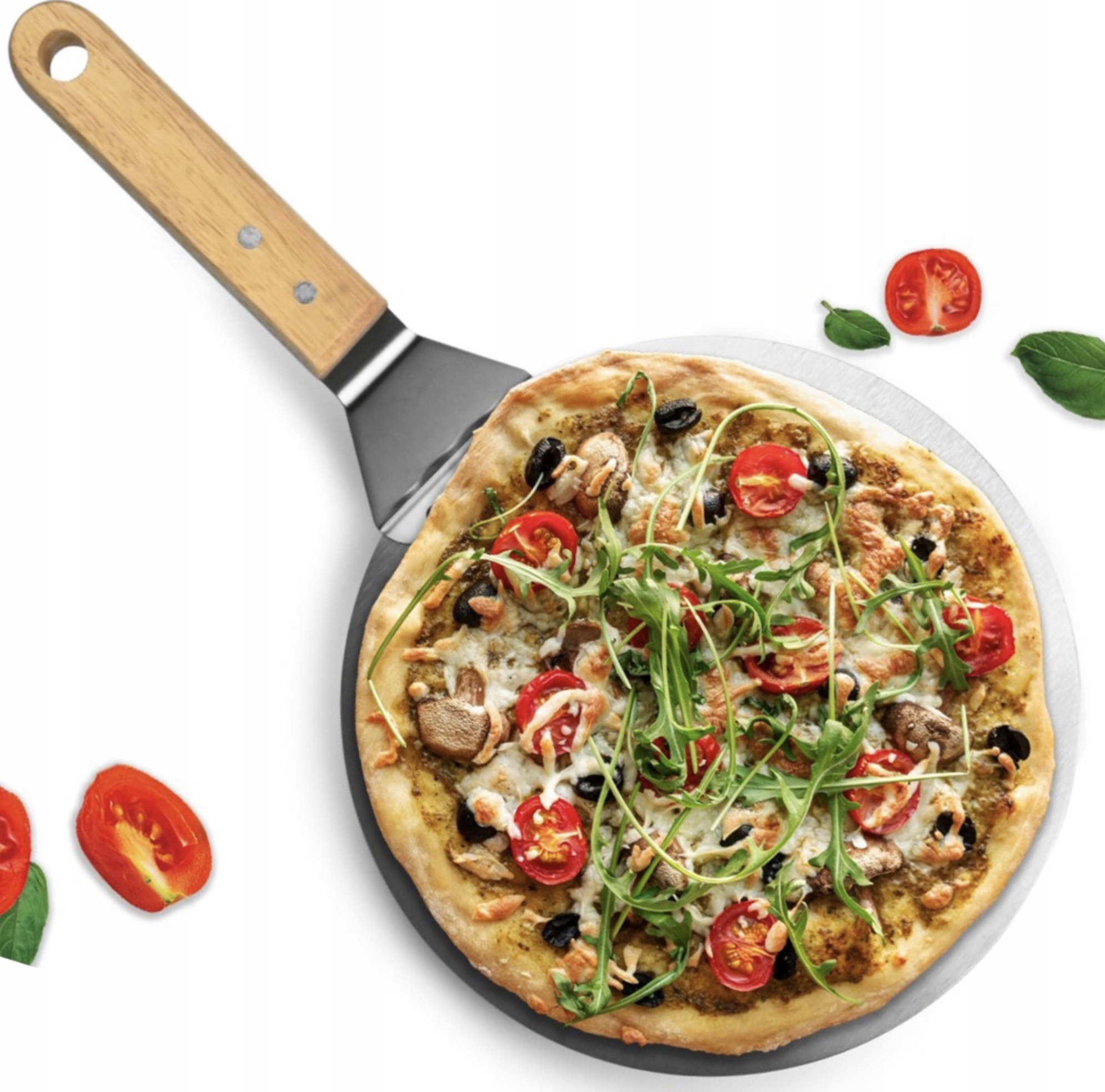 Lopata na pizzu v nerezovou provedení s drevenou rúčkou 30cm D